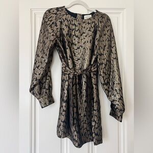 Sezane Long-Sleeve Metallic Mini Dress
